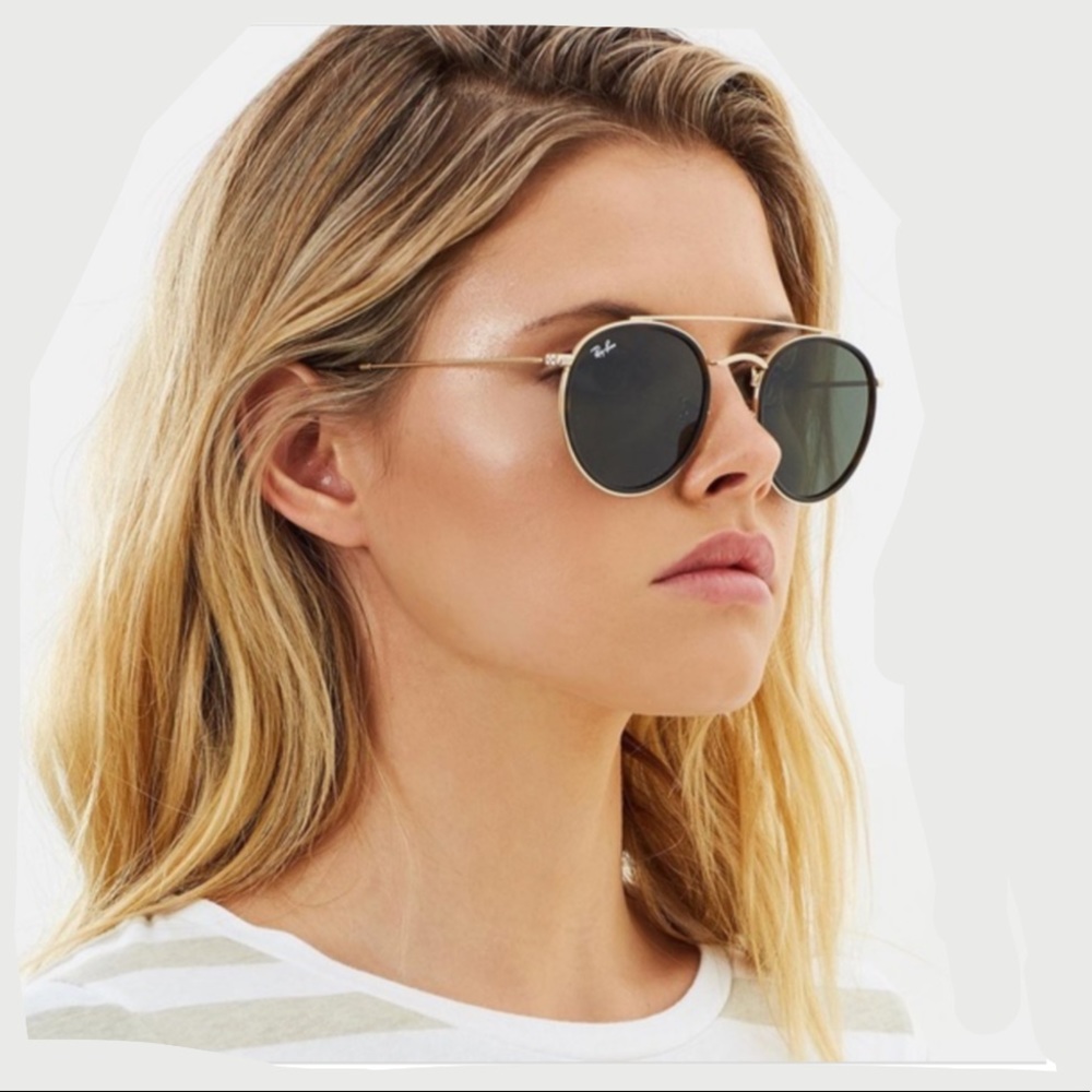 Ray Ban Round Double Bridge Brown Lens and Silver Frame
